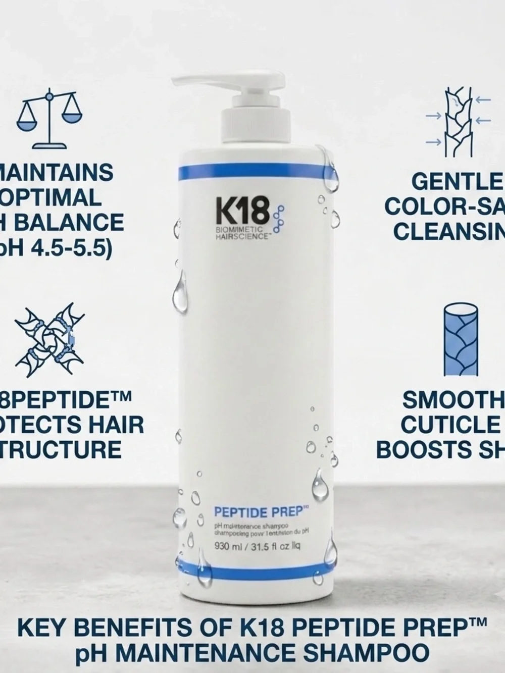 K18 Peptide Prep pH Maintenance Shampoo - Jumbo 31.5 oz / 930ml (New)